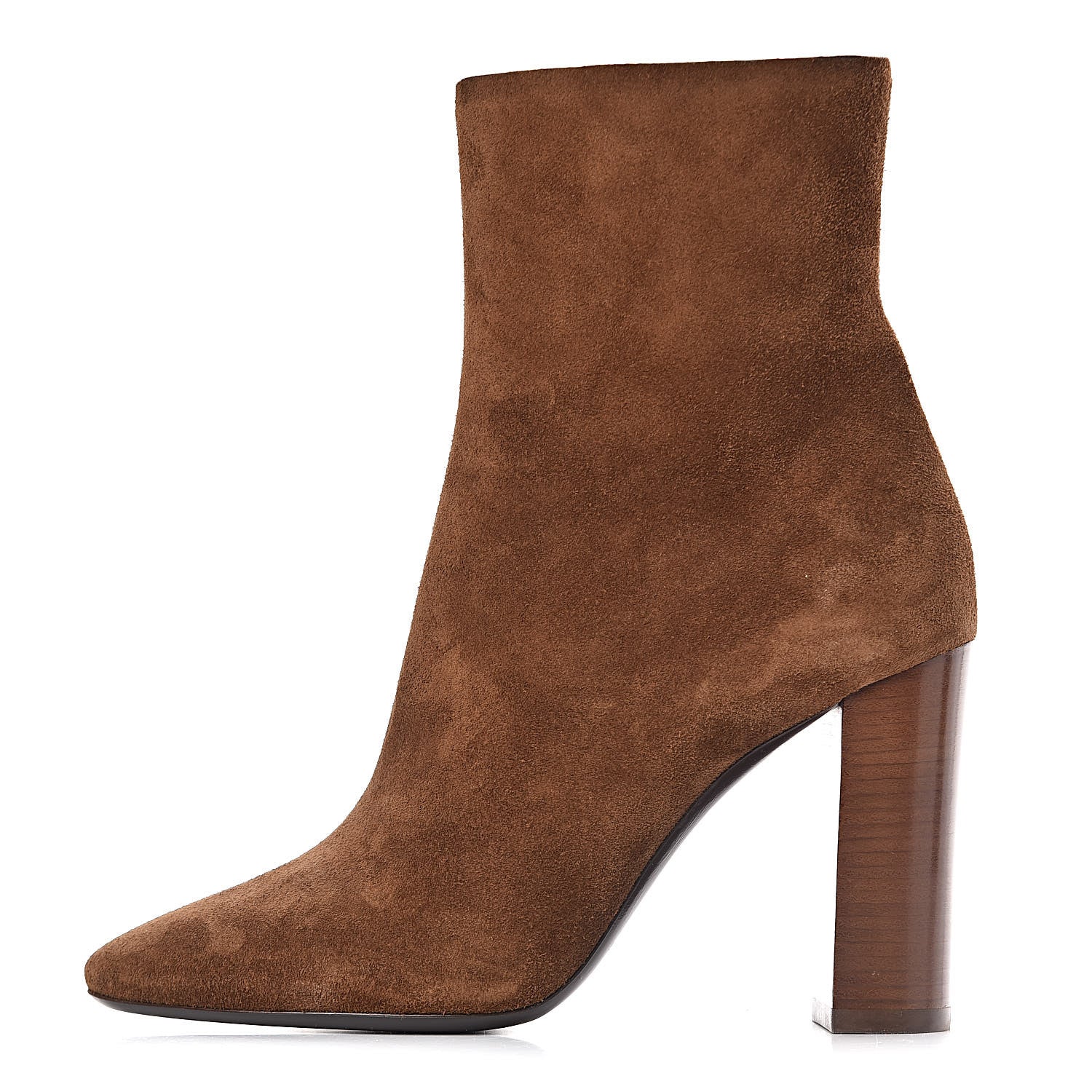 Saint Laurent Suede Loulou Ankle 95 Zip Boot 40 Dark Brown 1 of 10