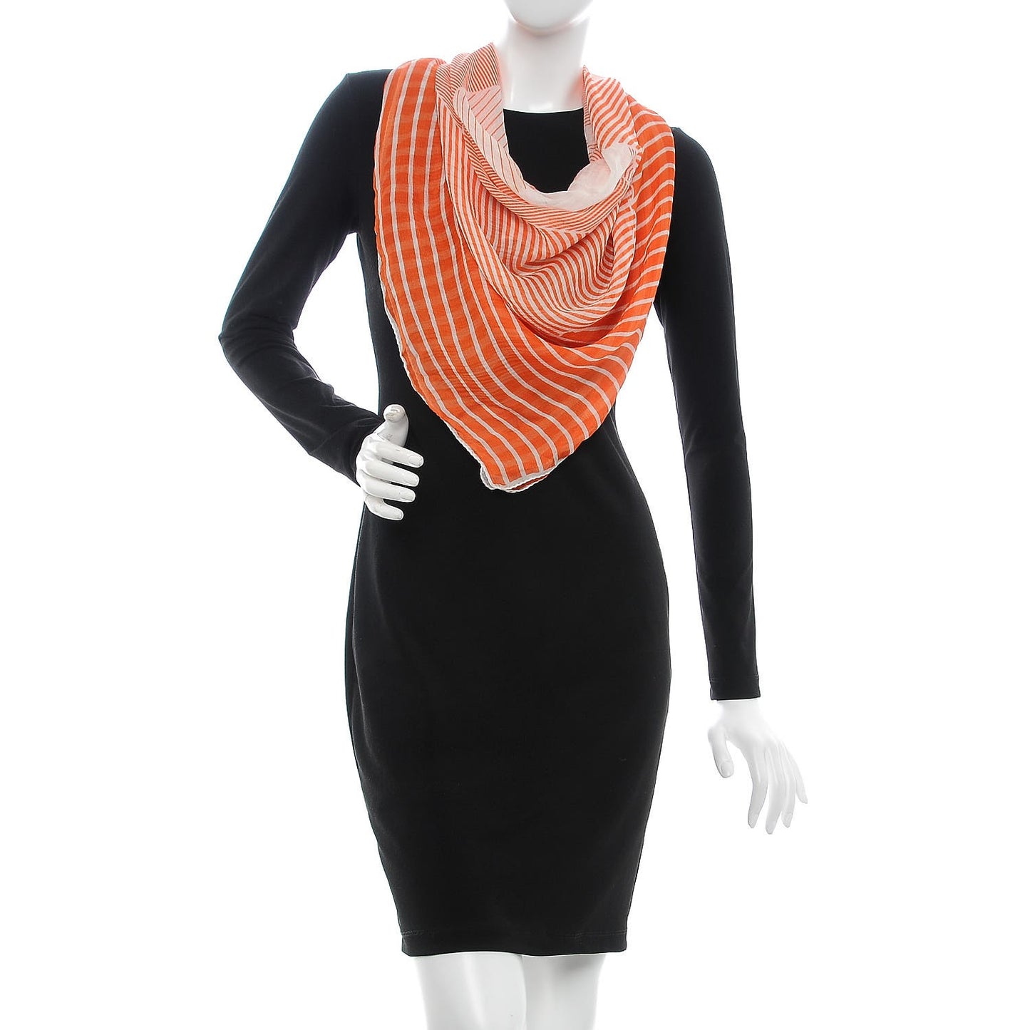 Silk Chiffon Equestrian Horse Stripe Square Scarf Orange