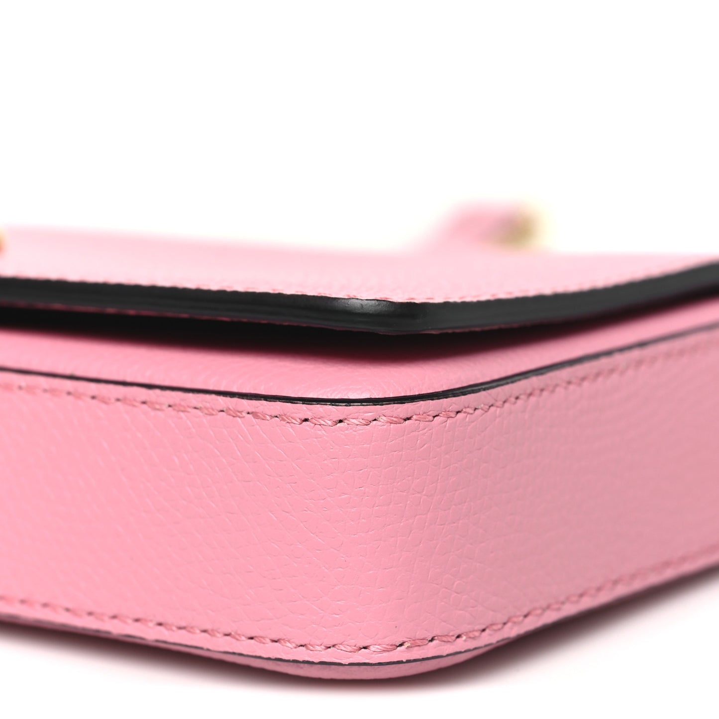 Grainy Calfskin Vlogo Pouch With Chain Candy Rose