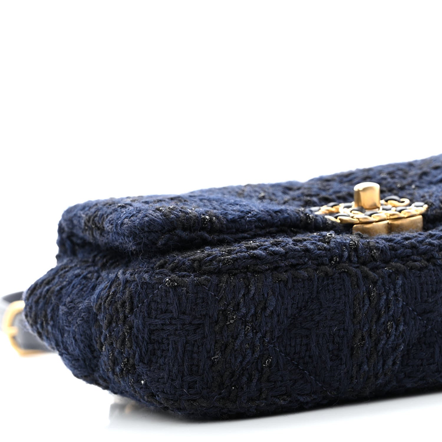 Chanel Tweed Quilted Chanel 19 Waist Bag Navy 9 of 10