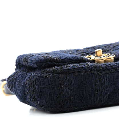 Chanel Tweed Quilted Chanel 19 Waist Bag Navy 9 of 10