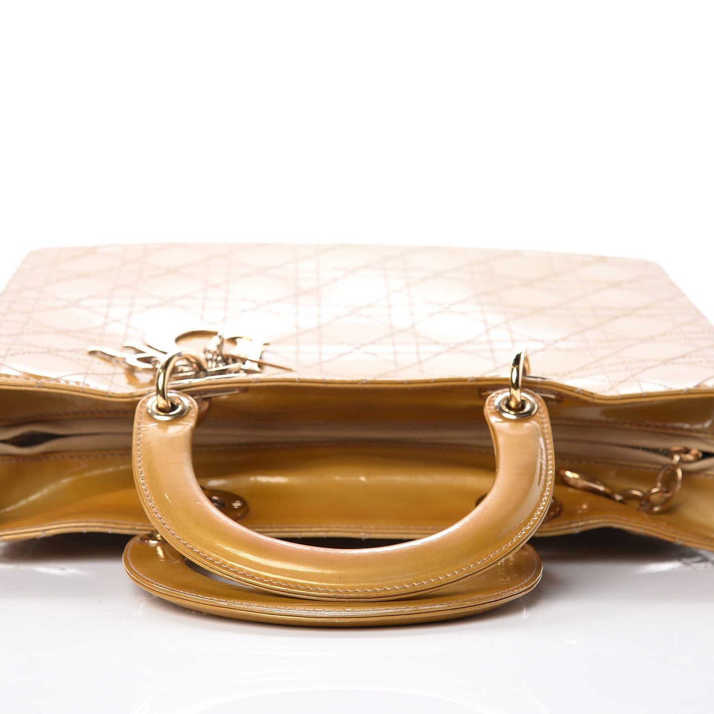Patent Cannage Large Lady Dior Beige