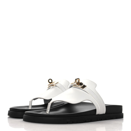 Hermes Calfskin Womens Empire Sandals 37 White 4 of 9