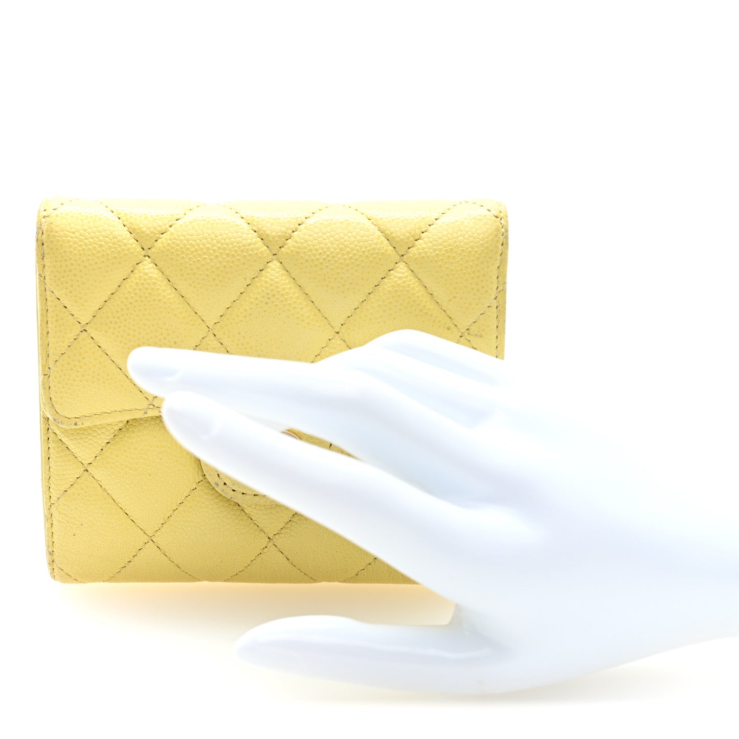 Lambskin Quilted Compact Flap Wallet Yellow