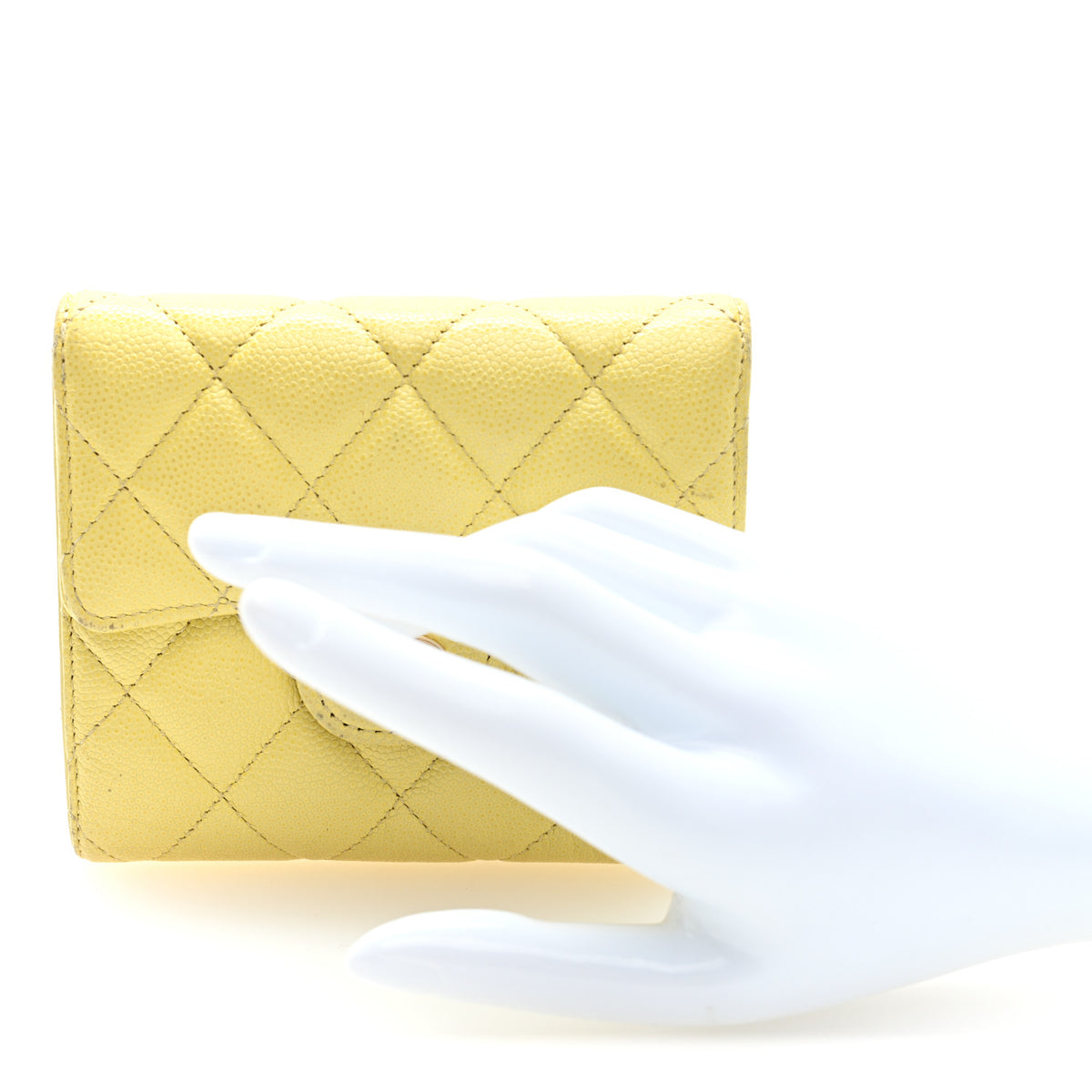 Chanel Lambskin Quilted Compact Flap Wallet Yellow 2 of 8