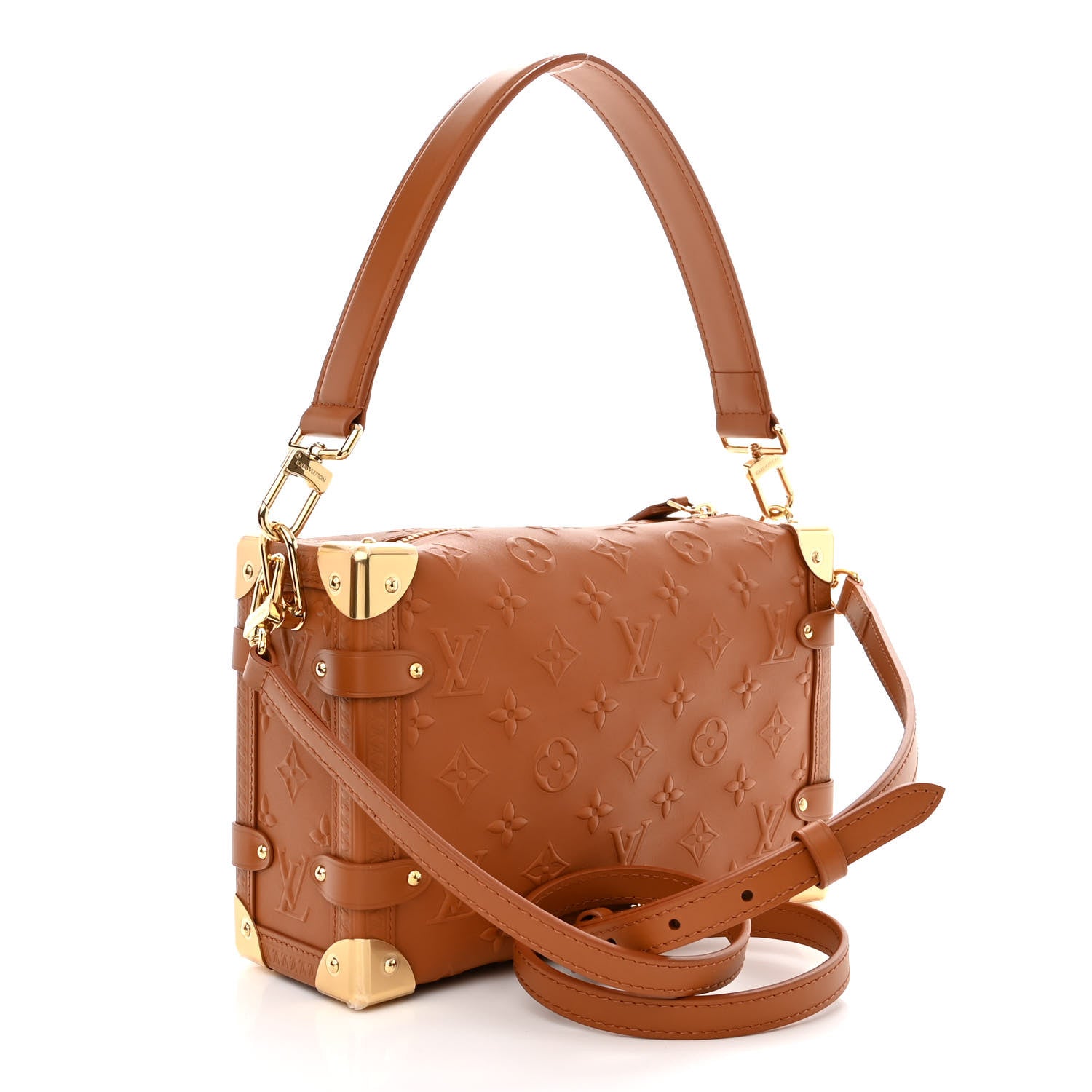 Louis Vuitton Calfskin Debossed Monogram Side Trunk Tan 3 of 9