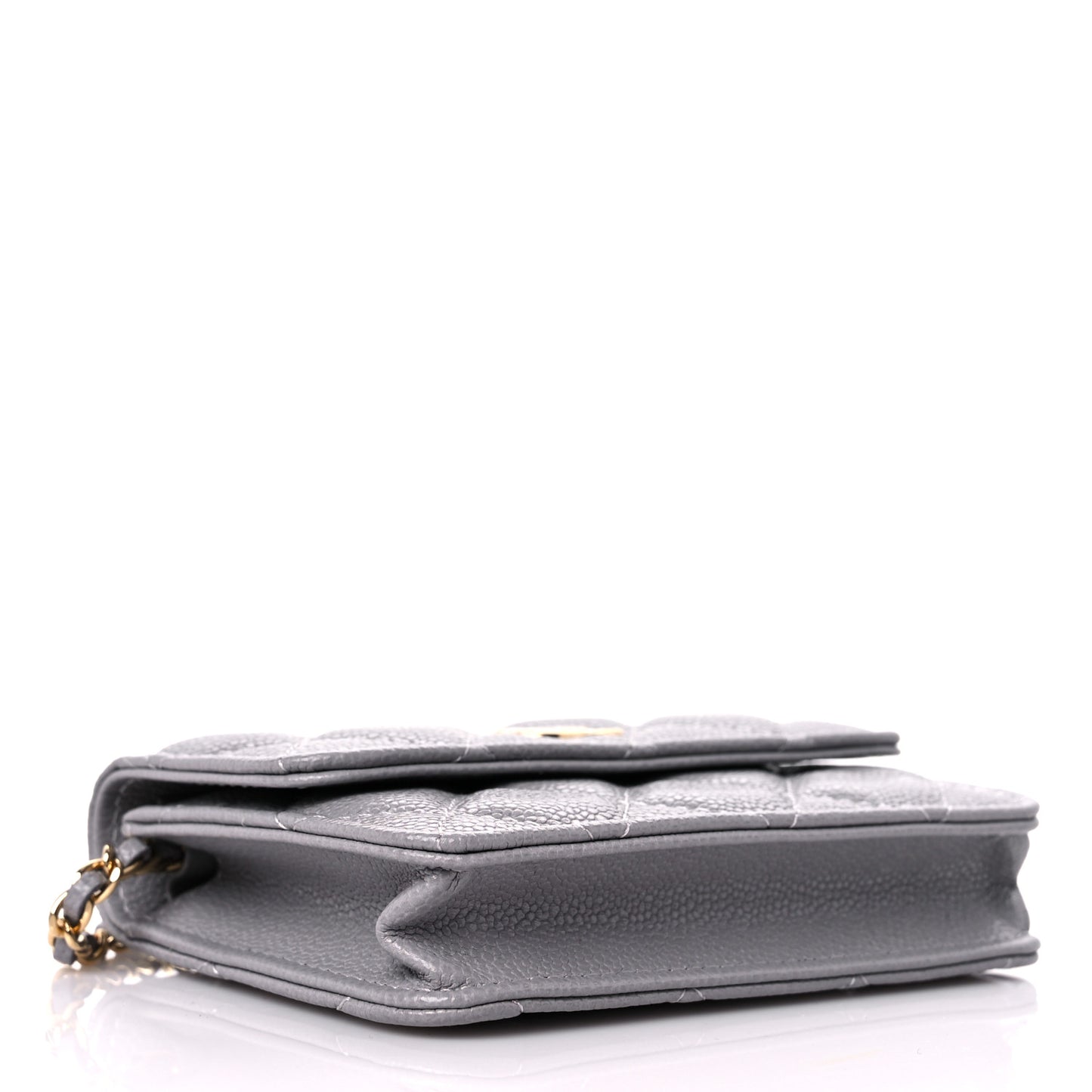 Caviar Quilted Miss Coco Clutch With Chain Grey