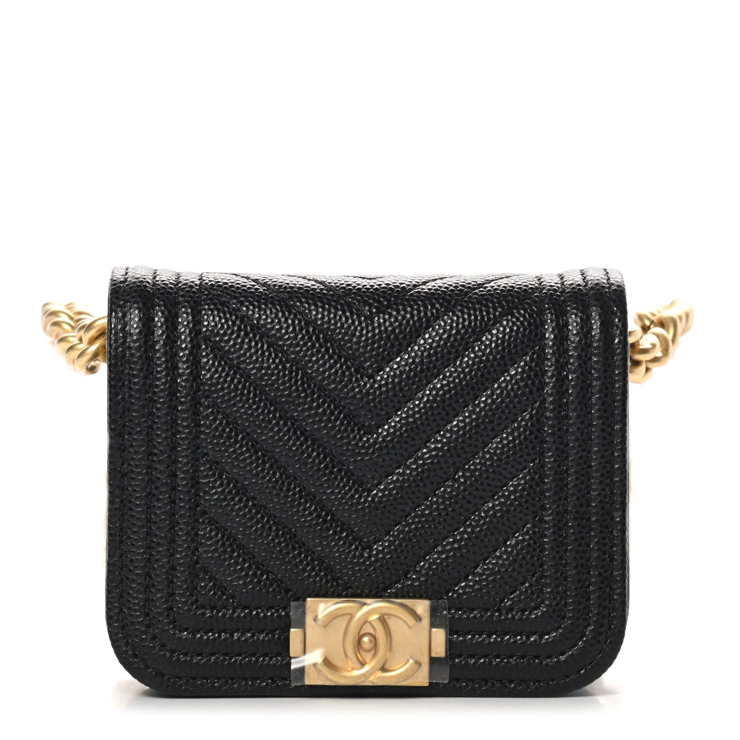 Chanel Caviar Chevron Quilted Boy Flap Waist Belt Bag Black 1 of 9