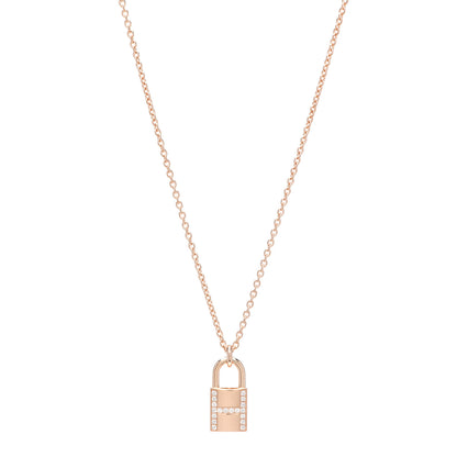 Hermes 18K Rose Gold Diamond Amulettes Cadenas Pendant Necklace 1 of 5