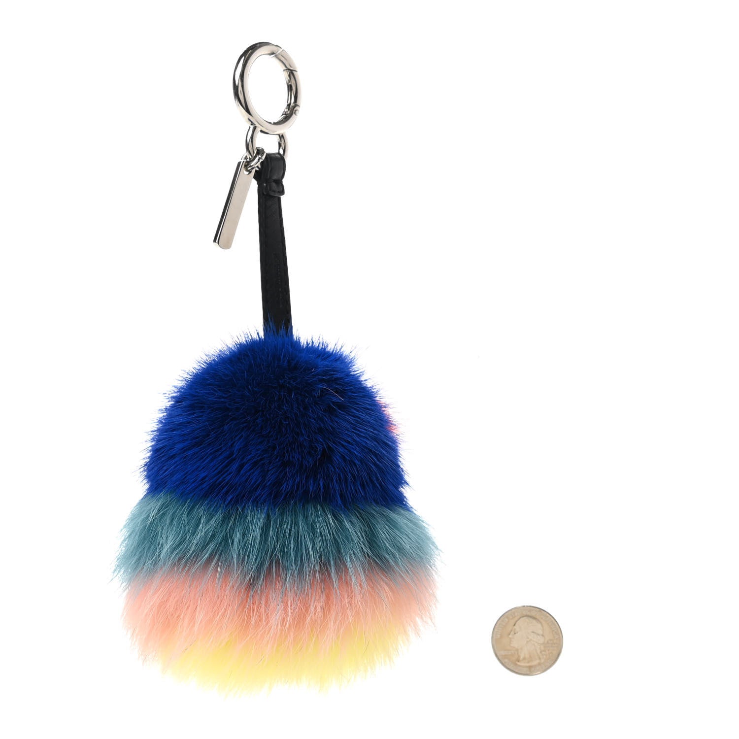 Fendi Mink Fox Fur Kid Monster Bag Bug Charm Blue Multicolor 2 of 4