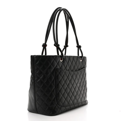Chanel Calfskin Quilted Large Cambon Tote Black White 3 of 10
