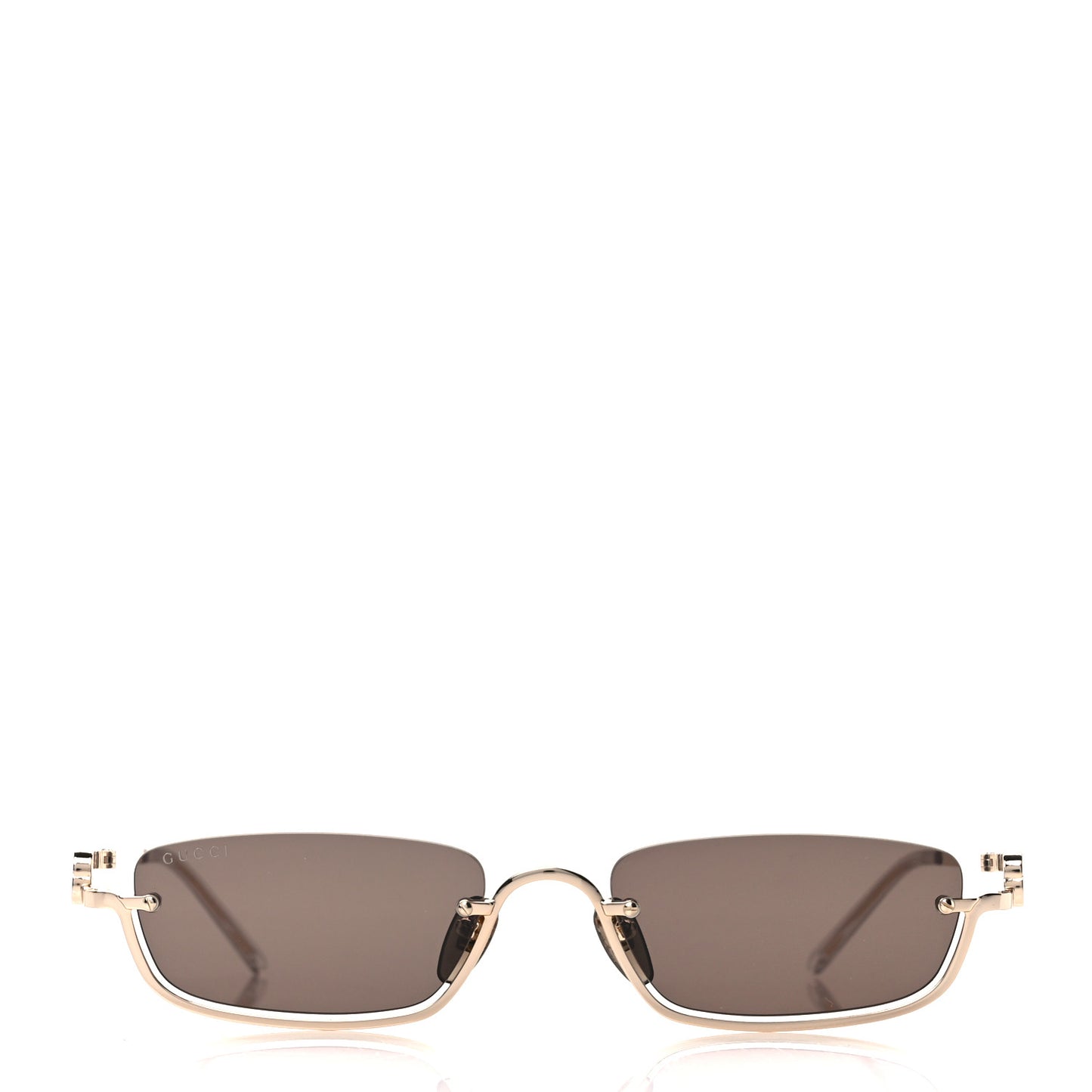 Metal Rectangular Frame Sunglasses GG1278S Brown Gold