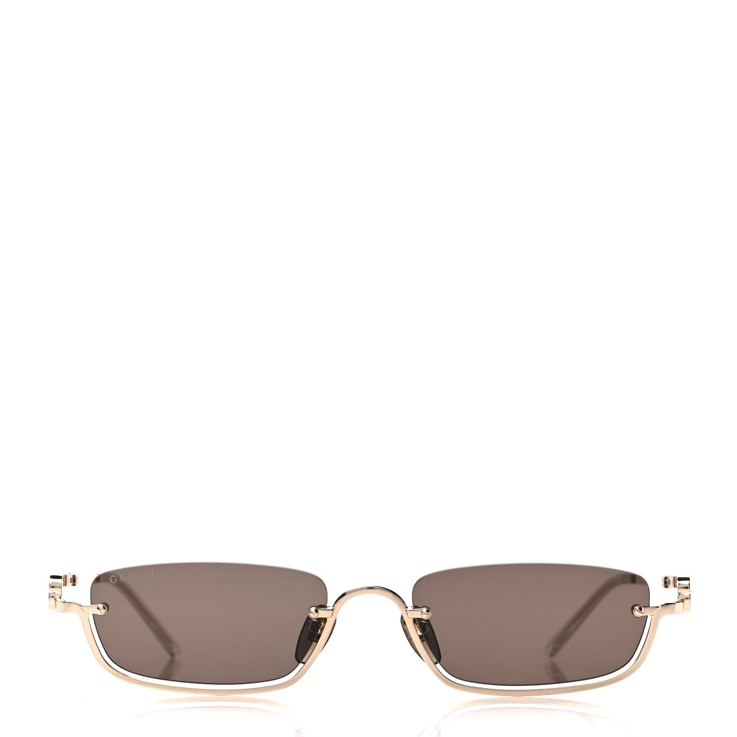 Gucci Metal Rectangular Frame Sunglasses GG1278S Brown Gold 2 of 8
