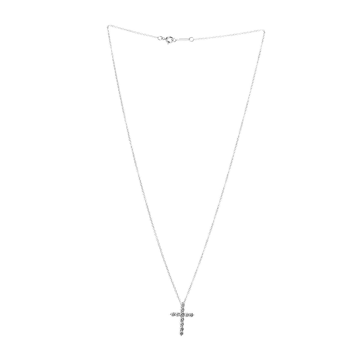 Platinum Diamond Small Cross Pendant Necklace