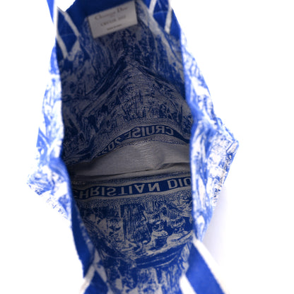 Christian Dior Canvas Embroidered Cruise Tote Ivory Blue 5 of 8