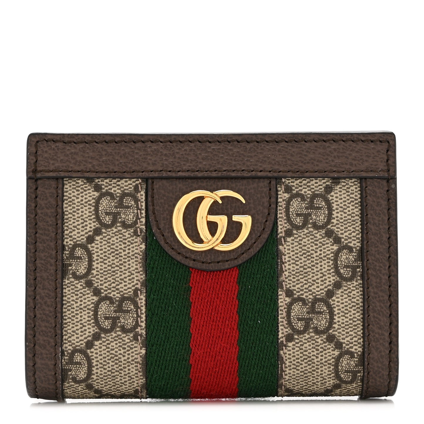 GG Supreme Monogram Web Ophidia Card Case Beige New Acero