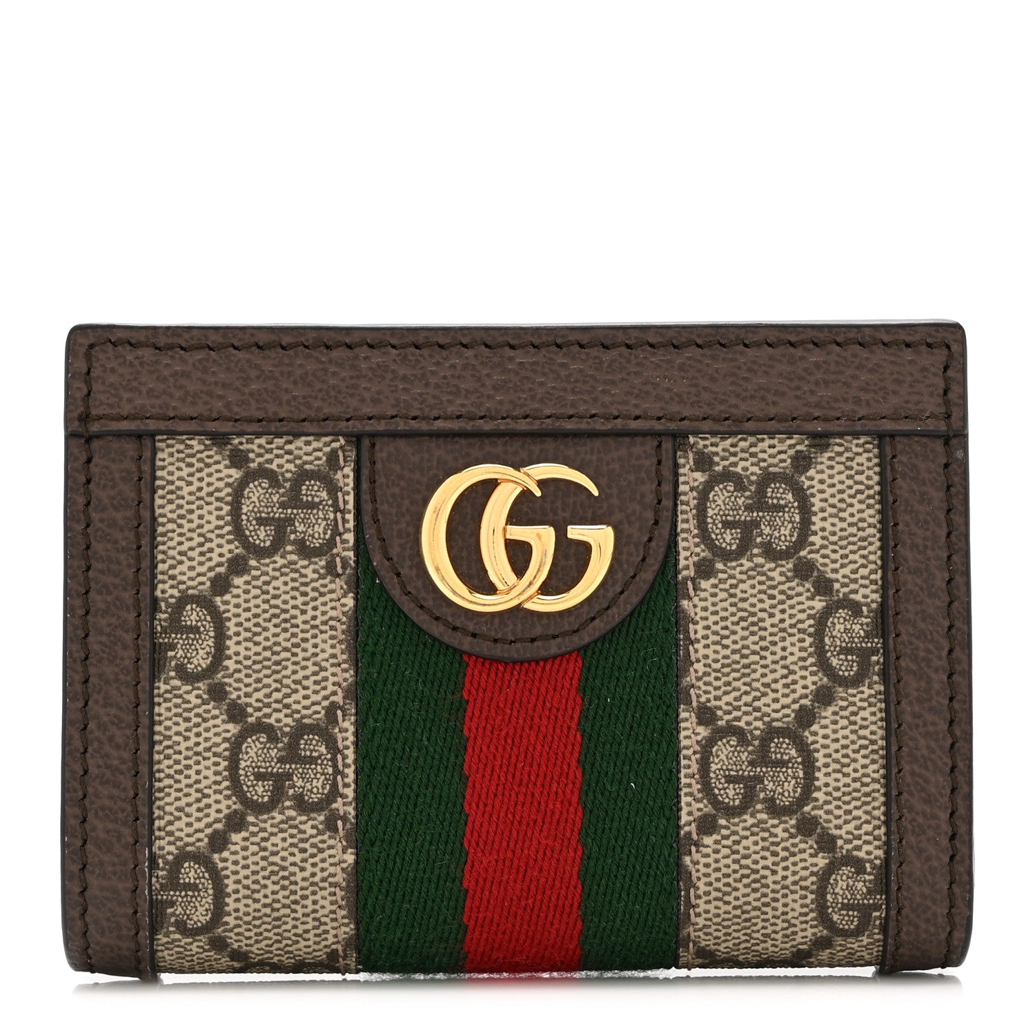 Gucci GG Supreme Monogram Web Ophidia Card Case Beige New Acero 1 of 12