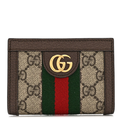 Gucci GG Supreme Monogram Web Ophidia Card Case Beige New Acero 1 of 12