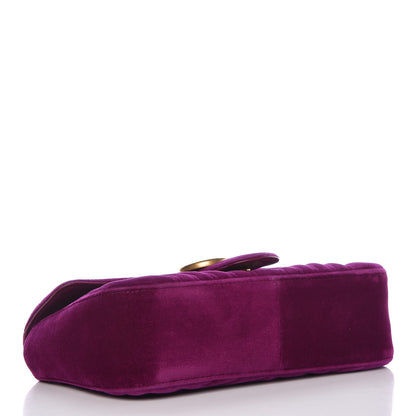 Gucci Velvet Matelasse Small GG Marmont Shoulder Bag Fuchsia Violet Cyclamen 4 of 12
