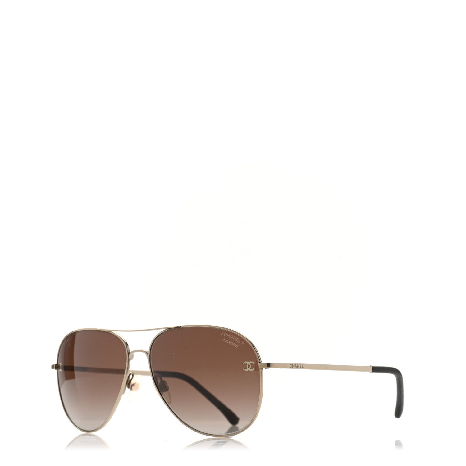 Chanel Metal Polarized CC Aviator Sunglasses 4189-T-Q Silver 1 of 7