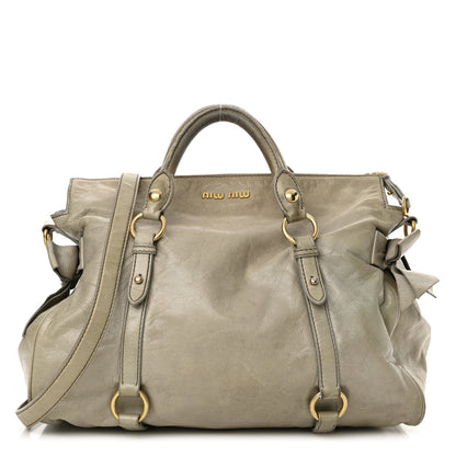 Miu Miu Vitello Lux Medium Bow Bag Grey 1 of 24