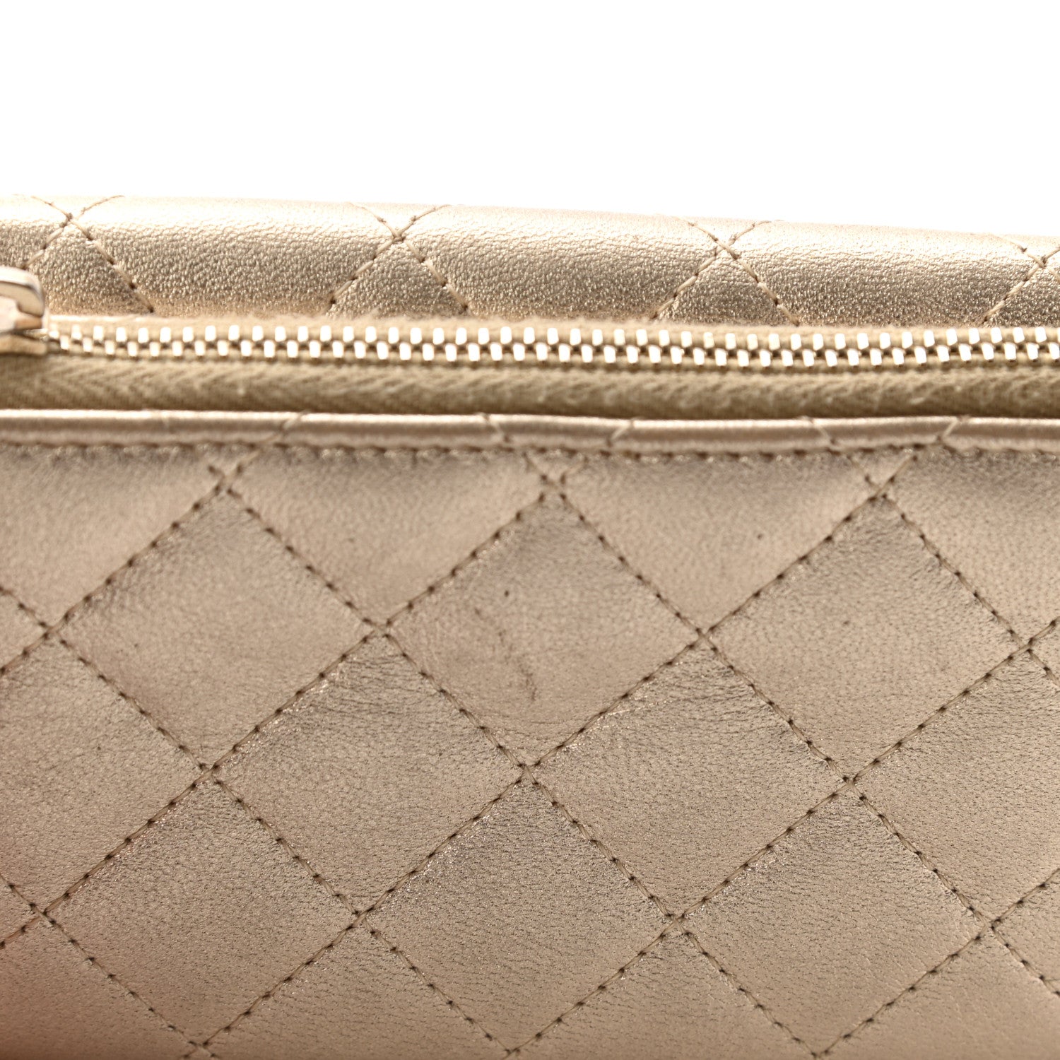 Chanel Metallic Lambskin Quilted Flap Card Holder Wallet Gold 13 of 17