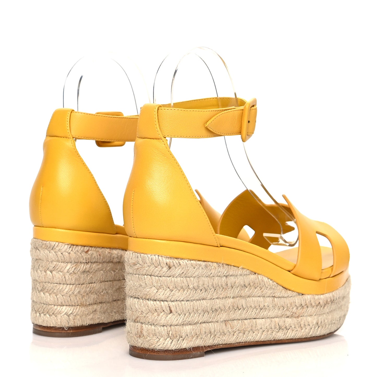 Goatskin Elda Espadrille Wedge Sandals 38 Jaune Sable
