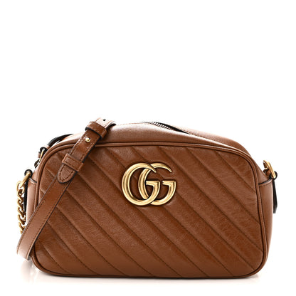 Gucci Glazed Calfskin Matelasse Diagonal Small GG Marmont Chain Shoulder Bag Cuir 1 of 10