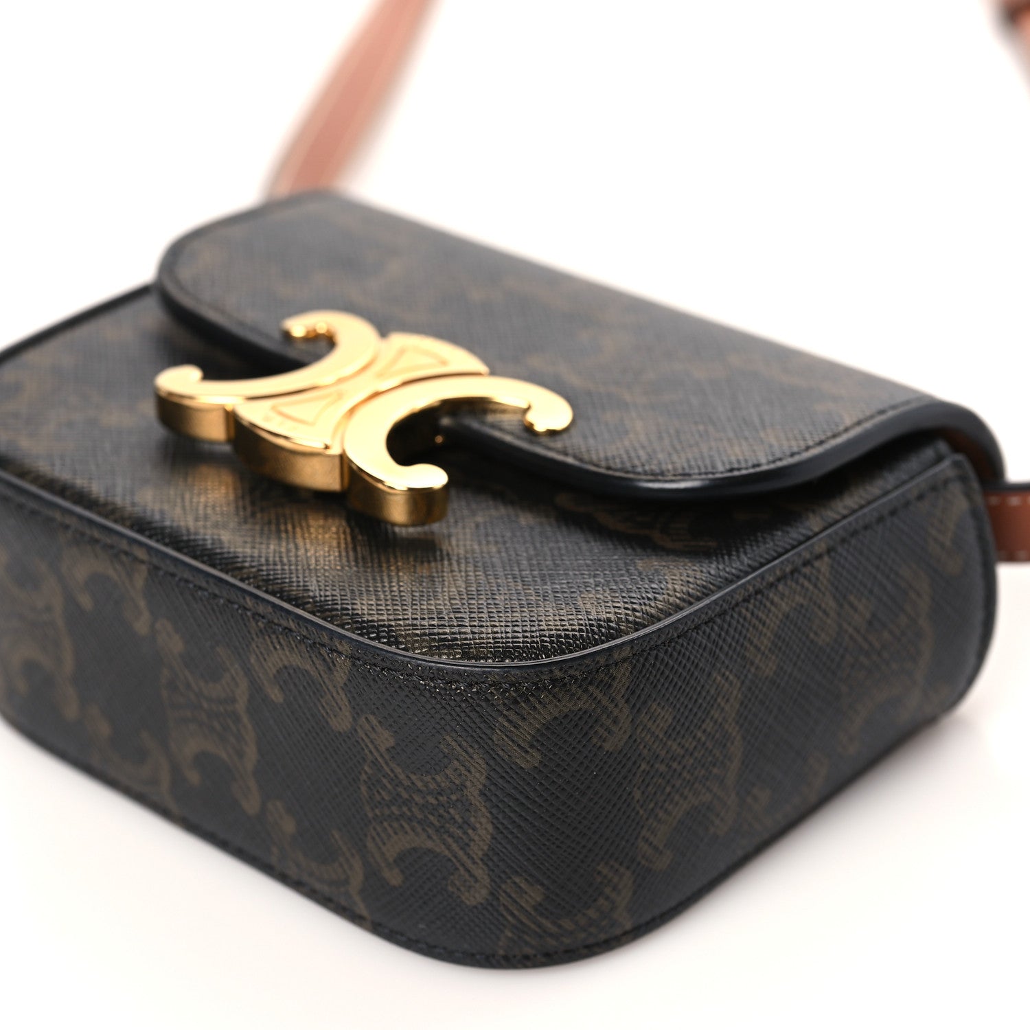 Celine Triomphe Canvas Calfskin Mini Claude Tan 9 of 9