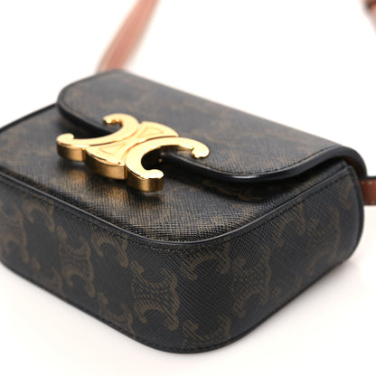 Celine Triomphe Canvas Calfskin Mini Claude Tan 9 of 9