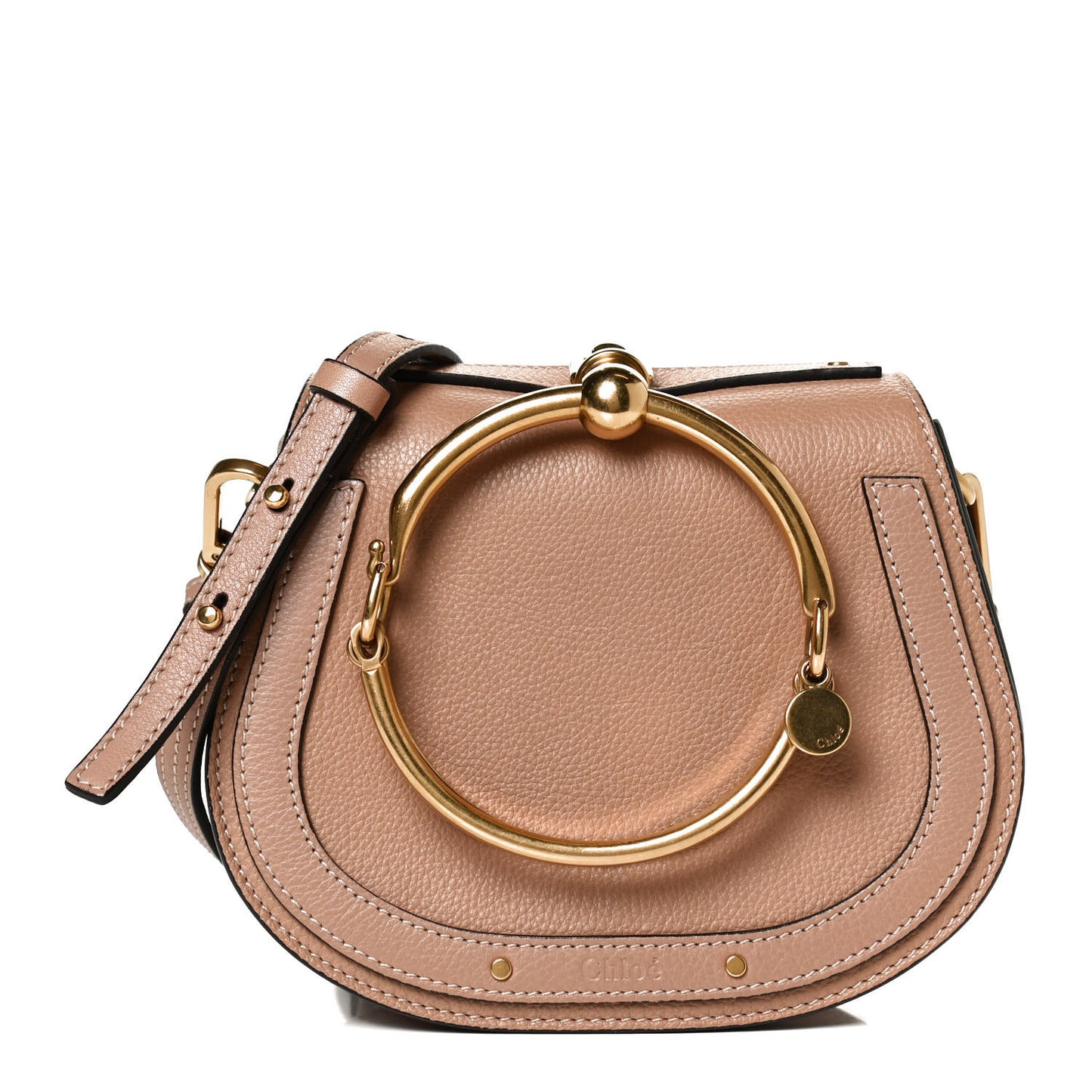 Calfskin Suede Small Nile Bracelet Bag Biscotti Beige