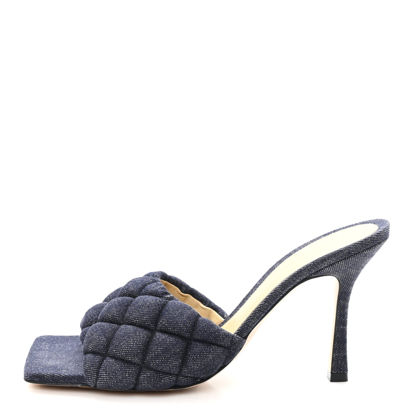 Denim Matelasse Padded Mule Sandals 40 Indigo