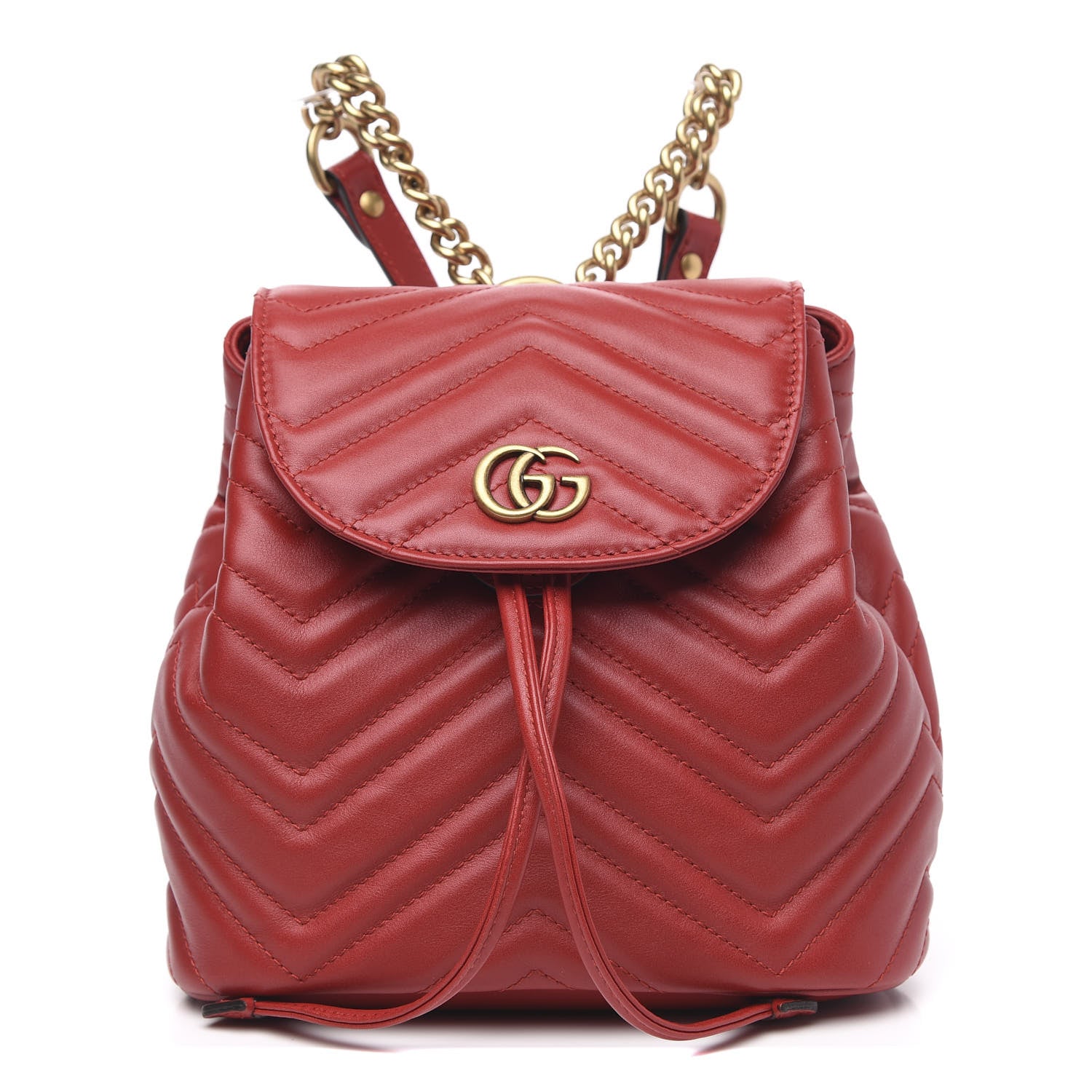 Gucci Calfskin Matelasse GG Marmont Flap Backpack Hibiscus Red 1 of 8