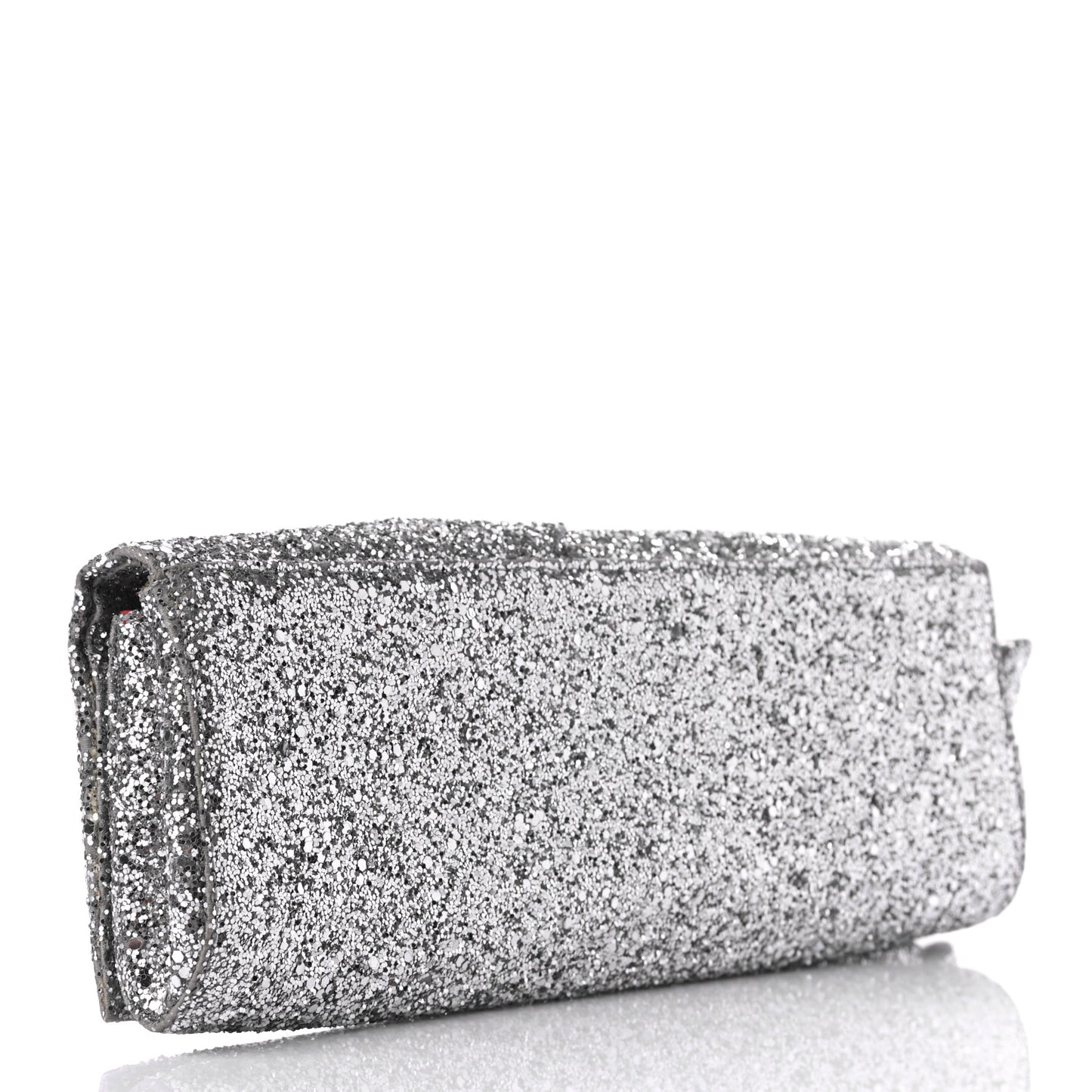 Glitter Fabric Aionoeud Bow Clutch Silver