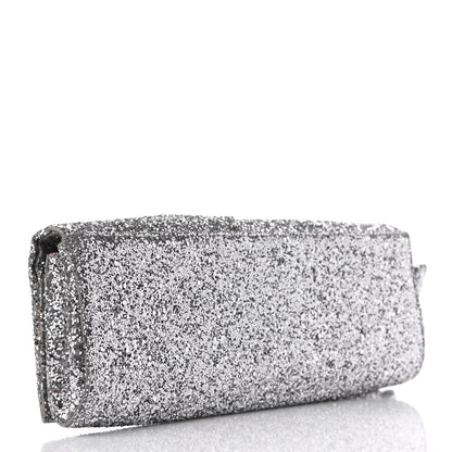 Christian Louboutin Glitter Fabric Aionoeud Bow Clutch Silver 3 of 6