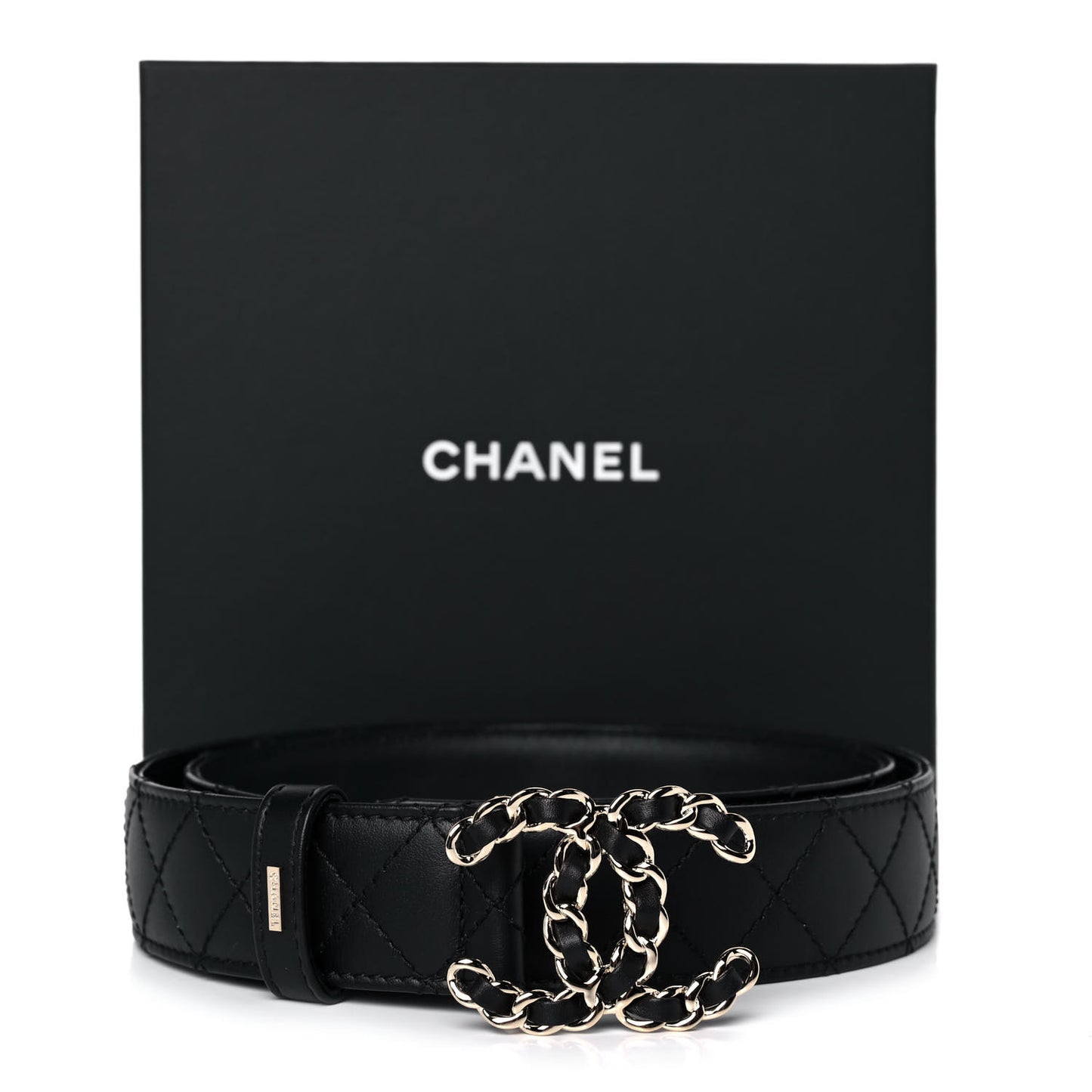 Lambskin Quilted CC Chain Belt 85 34 Black