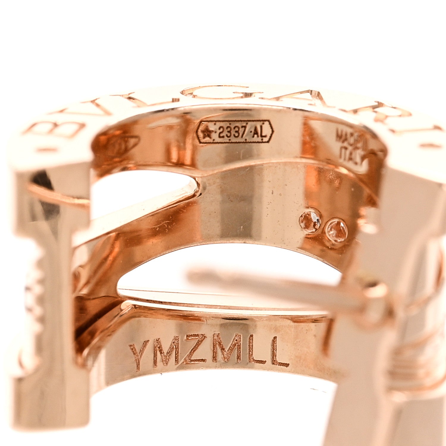Bulgari 18K Rose Gold Diamond B.Zero1 Legend Hoop Earrings 7 of 7
