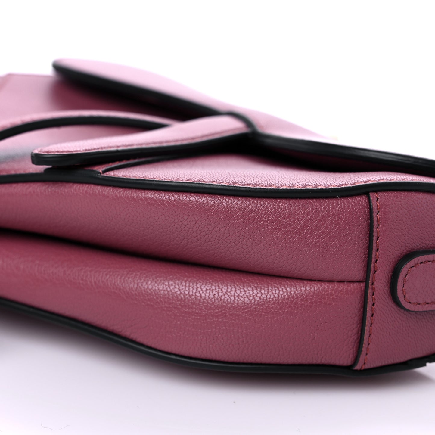 Grained Calfskin Mini Saddle Bag Mallow Rose