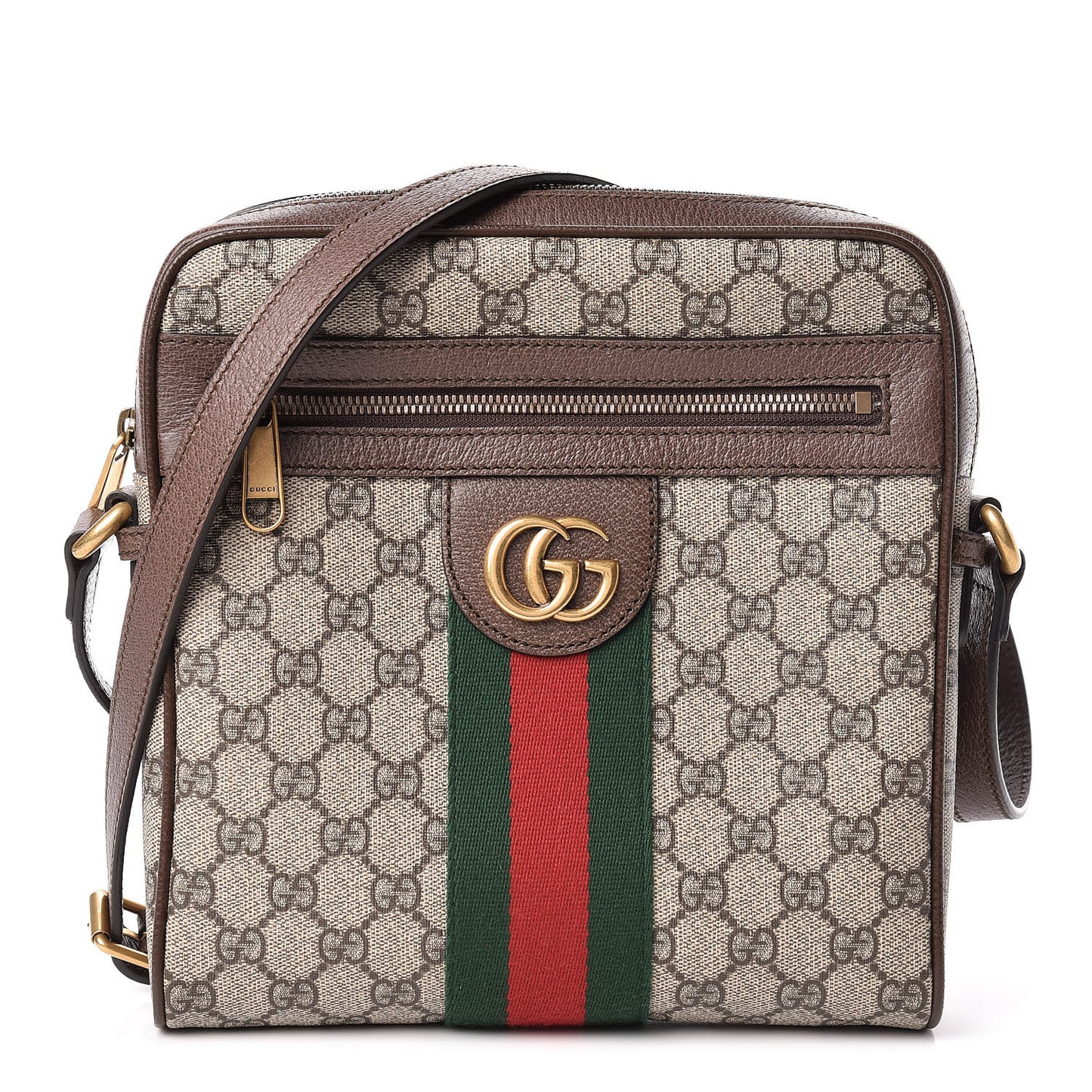 GG Supreme Monogram Web Small Ophidia Messenger Bag Brown
