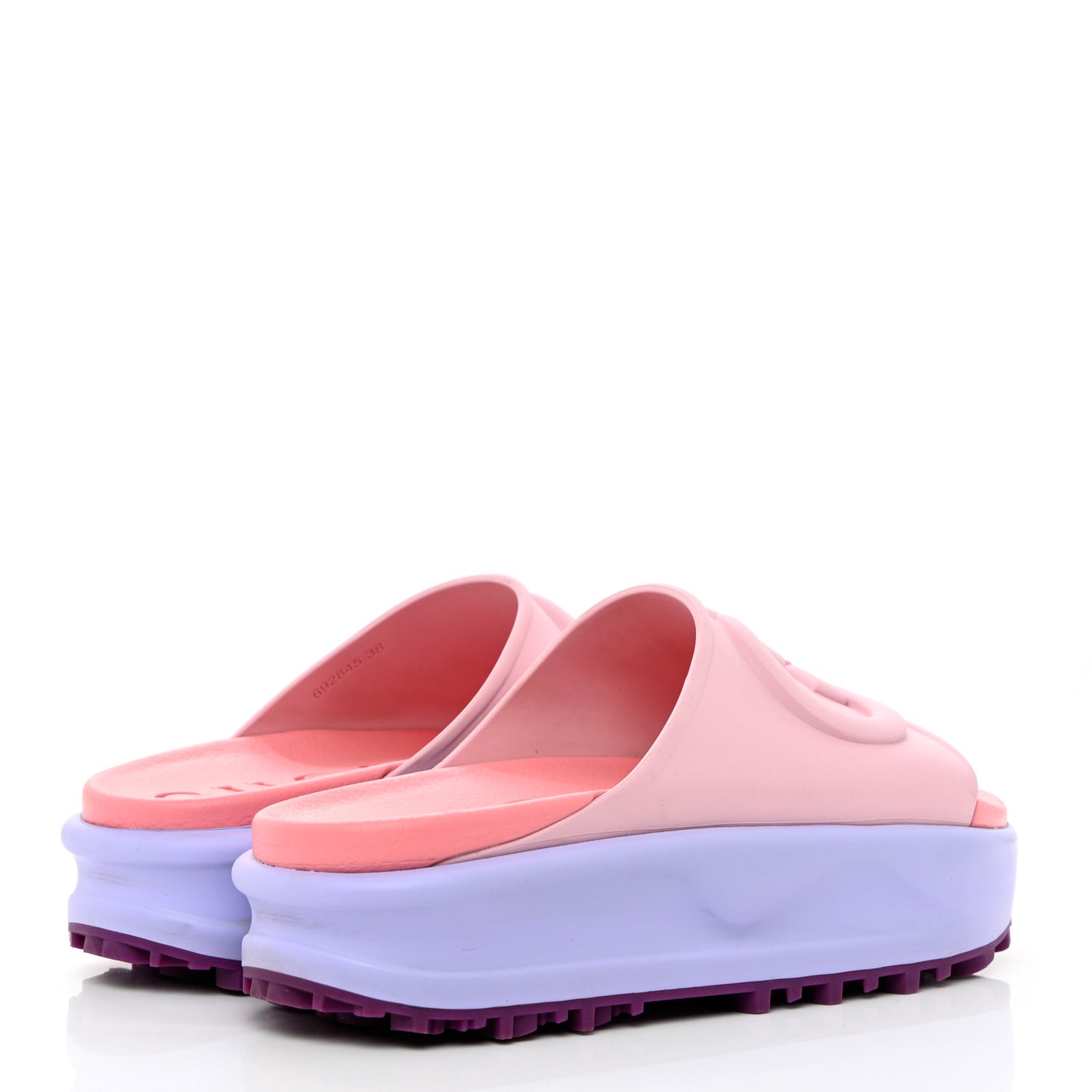 Soft Rubber Womens Interlocking G Platform 42mm Slide Sandals 38 Sugar Pink