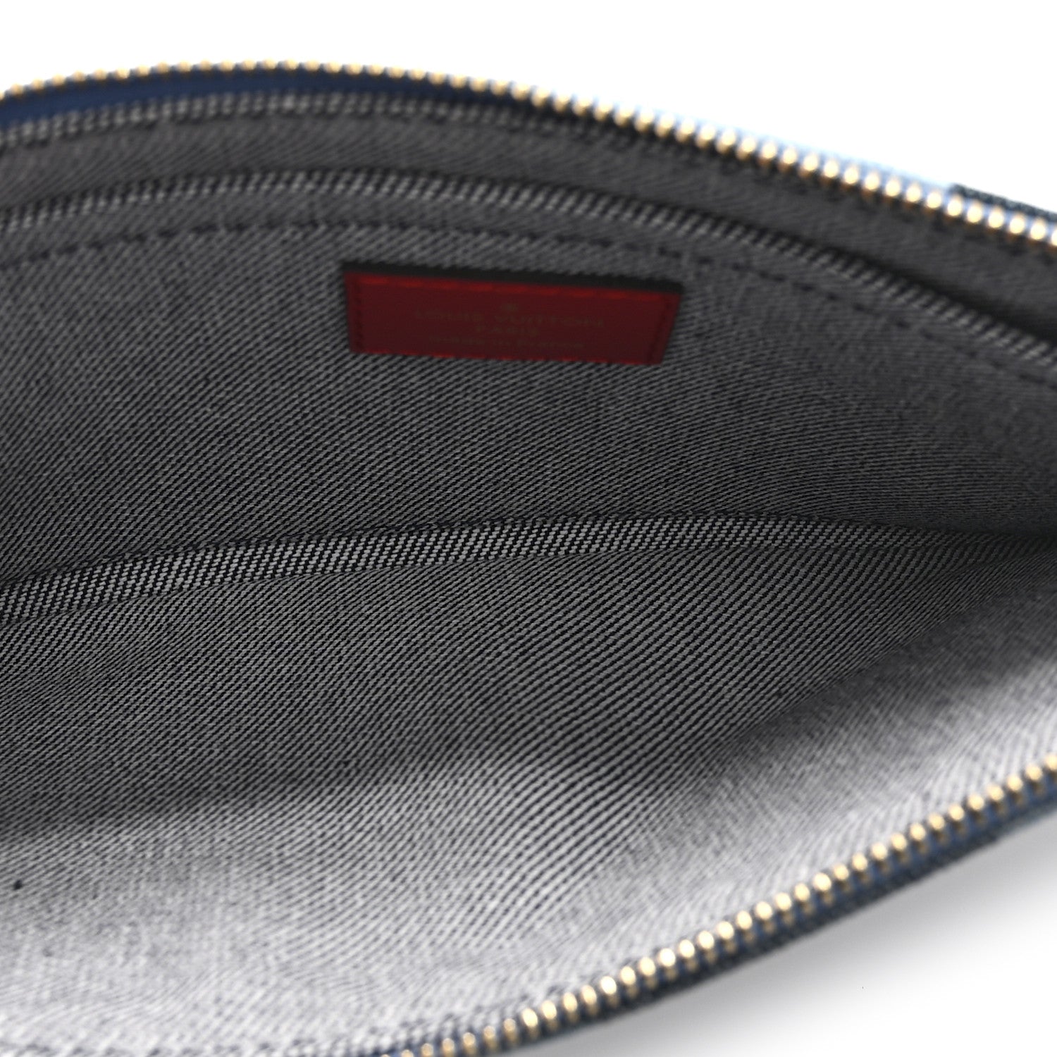 Louis Vuitton Denim Damier Monogram Patchwork Neverfull MM Pochette  Blue Rouge 5 of 10