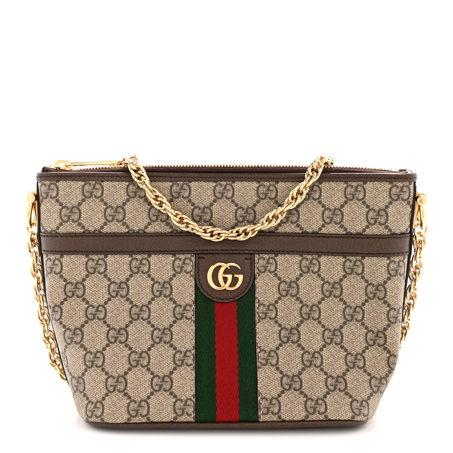 GG Supreme Monogram Web Ophidia Chain Shoulder Bag Brown