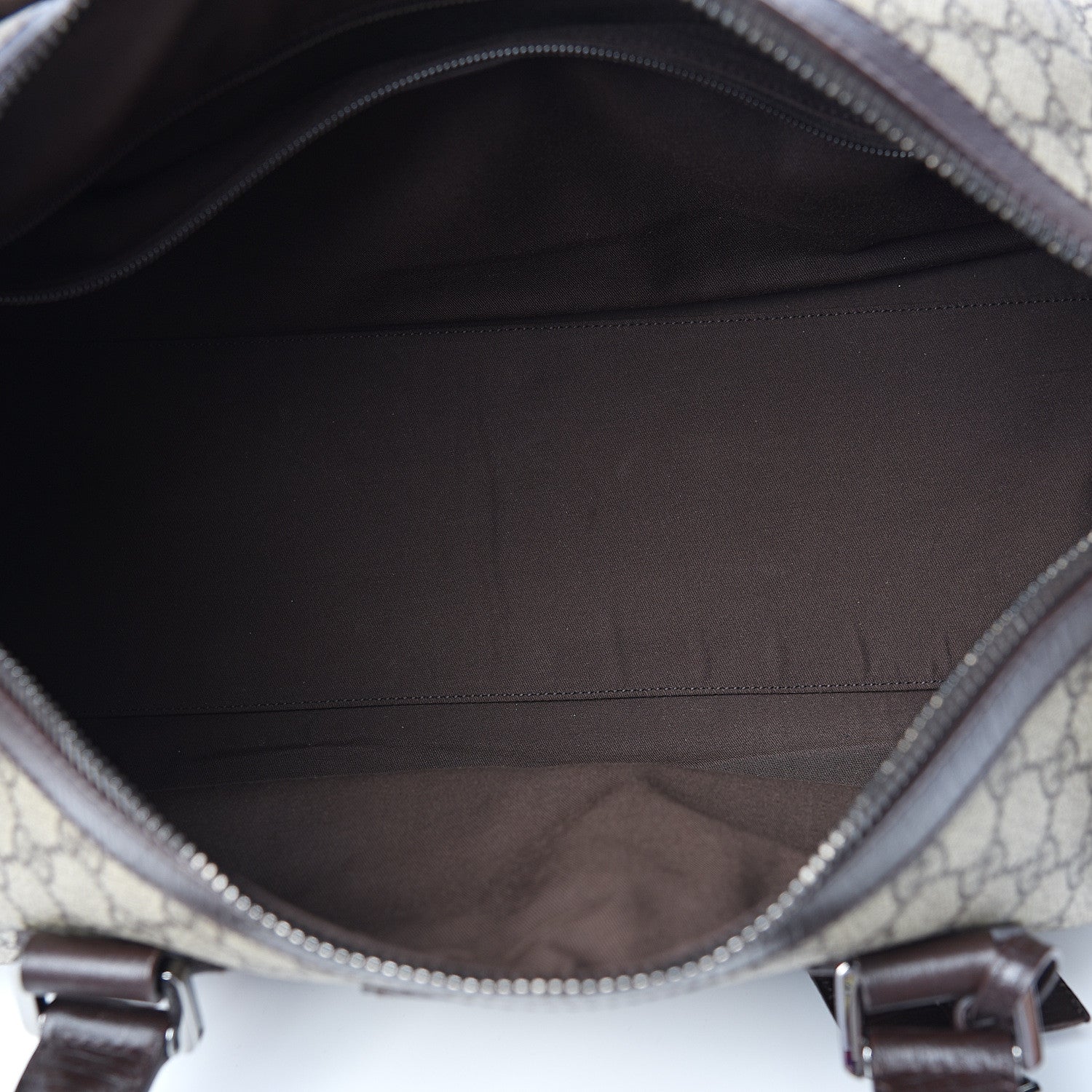 Gucci GG Supreme Monogram Web Medium Carry On Duffle Beige Dark Brown 4 of 8