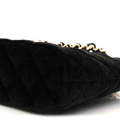 Chanel Velvet Quilted Shiny Coco Clutch With Chain Black 10 of 11