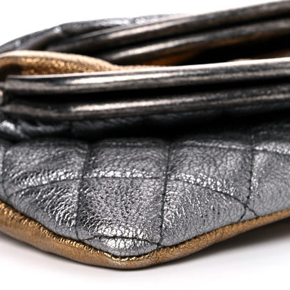 Chanel Metallic Goatskin Quilted Frame Clasp Flap Clutch Silver Gold 9 of 11