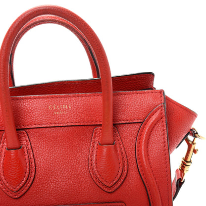 Celine Drummed Calfskin Nano Luggage Coquelicot 11 of 16