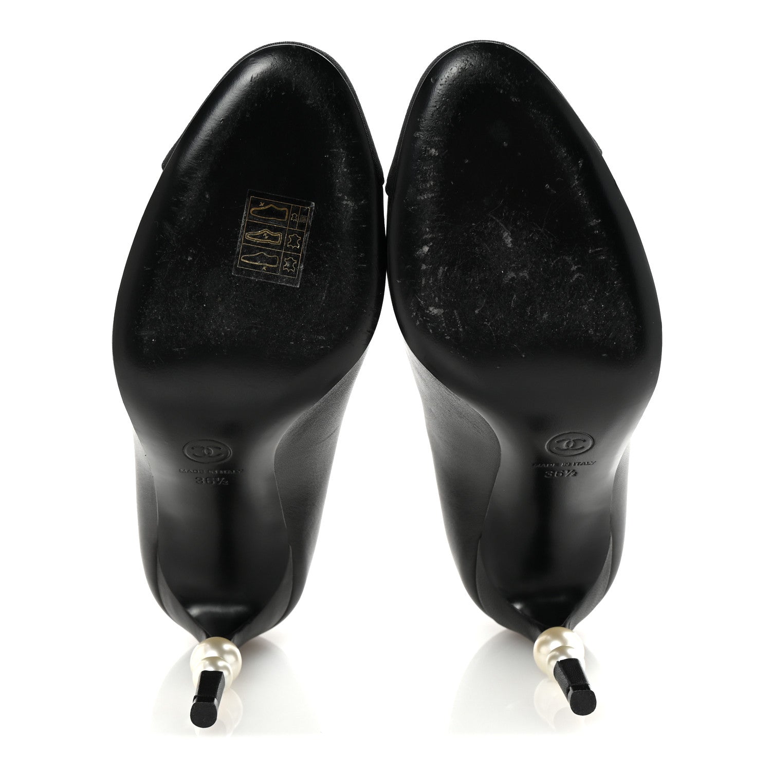 Chanel Lambskin Grosgrain Pearl Cap Toe Pumps 36.5 Black 6 of 10