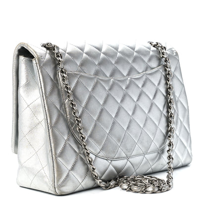 Chanel Metallic Lambskin Quilted Maxi Single Flap Silver 3 of 13