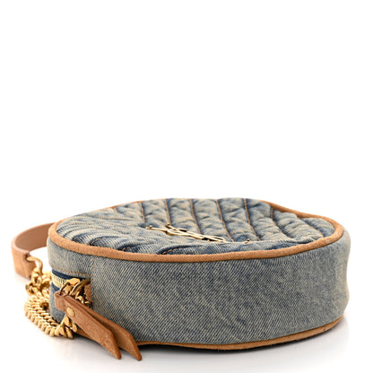 Saint Laurent Denim Quilted Monogram Round Crossbody Bag Rodeo Blue 4 of 10