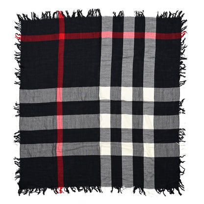 Burberry Merino Wool Check Square Scarf Navy 2 of 4